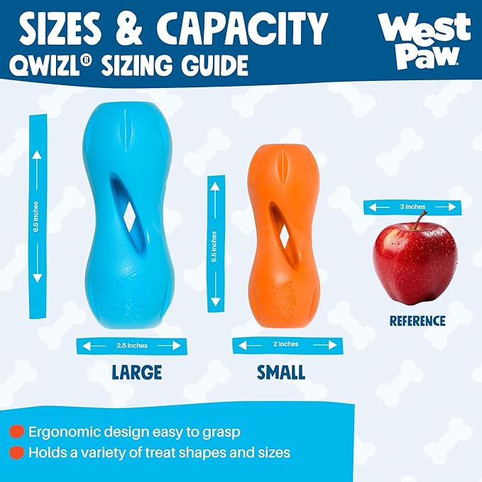 West Paw Qwizl Durable Zogoflex Dog Puzzle Toy for Mental Stimulation, and Enrichment - Treat Dispensing for Bully Sticks and Dental Sticks - Dishwasher Safe - Made in USA - Large - Ruby