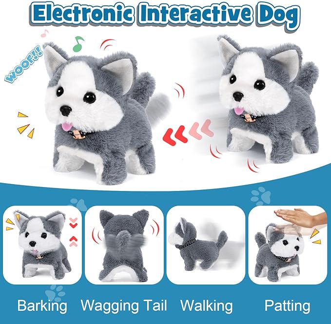 22Pcs Dog Toys for Kids Vet Doctor Kit,Walking Barking Electronic Interactive Husky Dog Toy,Veterinarian Playset for Kids,Pretend Play Birthday Gift Preschool Toy for Boys Toddlers 3 4 5 6+