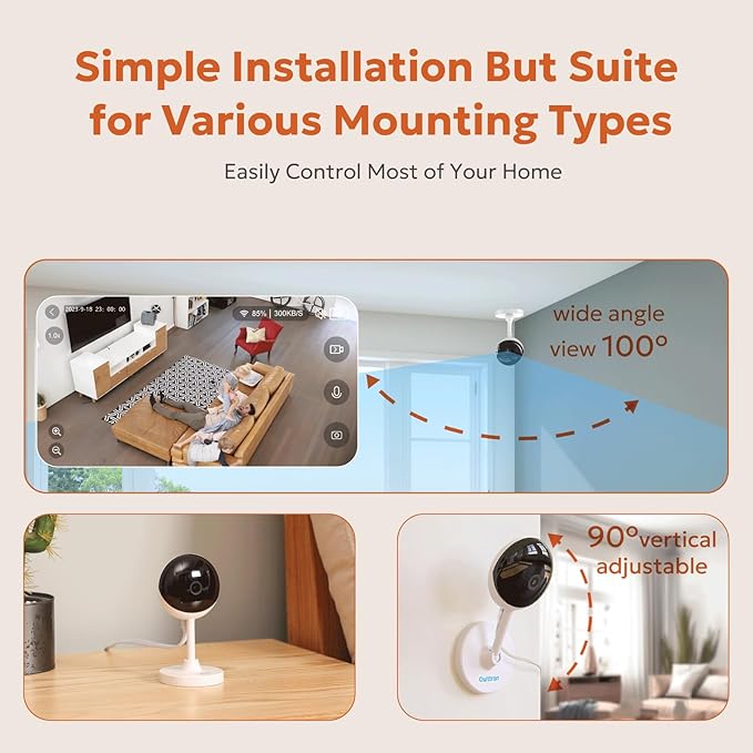 Indoor Security Camera, owltron 2K Cameras for Home Security with Motion Detection, Pet Cam & Baby Monitor with Night Vision, 2.4 GHz WiFi Two-Way Talk, Cloud/SD Storage, Works with Alexa
