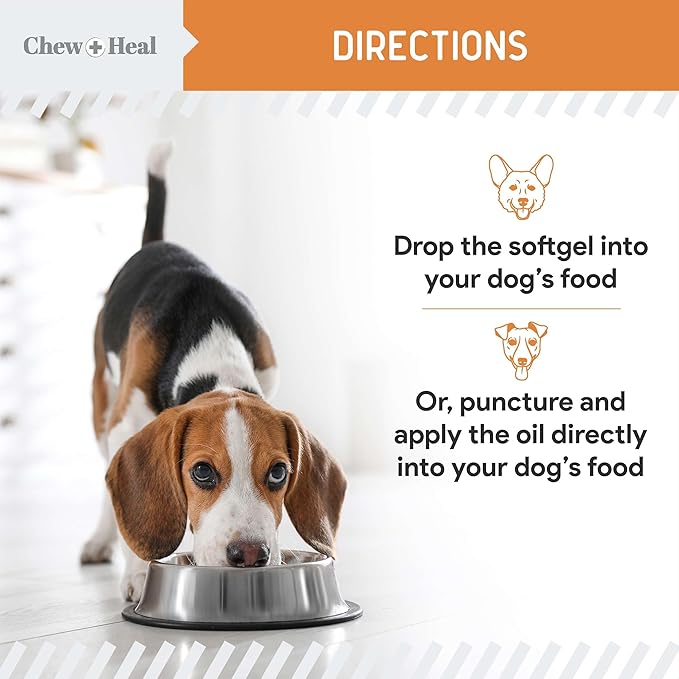 Omega 3 Fish Oil for Dogs Small Breeds & Puppies - 180 Mini Softgels, 300mg Wild Caught Salmon Oil - Skin & Coat, Shedding, Itchy Skin, Hot Spots, Allergies - EPA & DHA - Made in USA - Chew + Heal