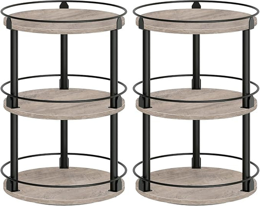 Spice Rack, Set of 2 Lazy Susan Organizer, 3-Tier Turntable Organizer, Rotating Spice Rack Organizer For Cabinet, Compact and Versatile, Greige and Black SR23L2BG