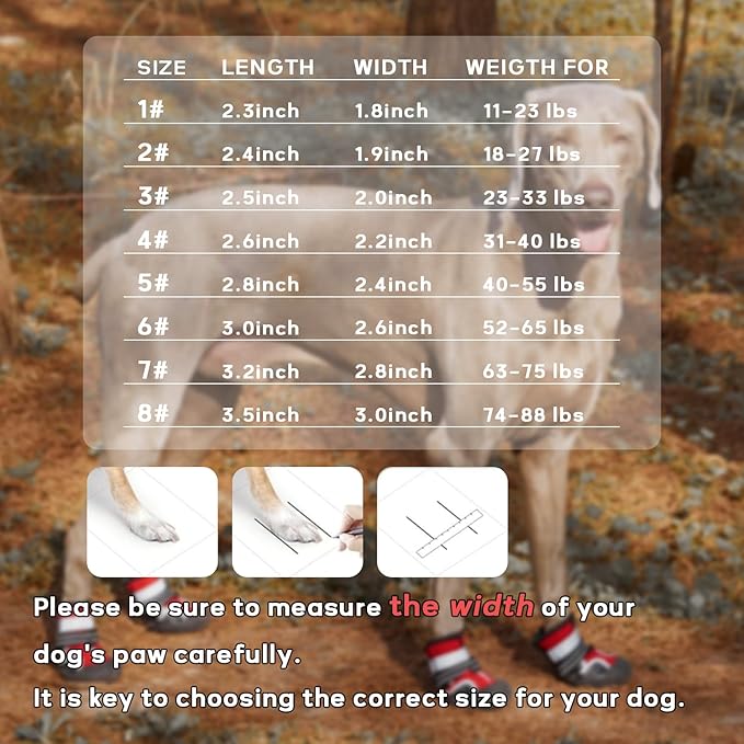 Dog Shoes, 4 PCS Dogs Booties Hot Pavement, Waterproof Non-Slip with Reflective Strips, Large Medium Small Puppy Paw Protector for Walking