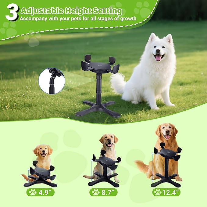 Dog Bowls,Elevated Adjustable Dog Bowl Stand with 3 Heights & Tilted Feeding Design, Raised Stand Compatible with Medium & Large Breeds(with Bowl) Black