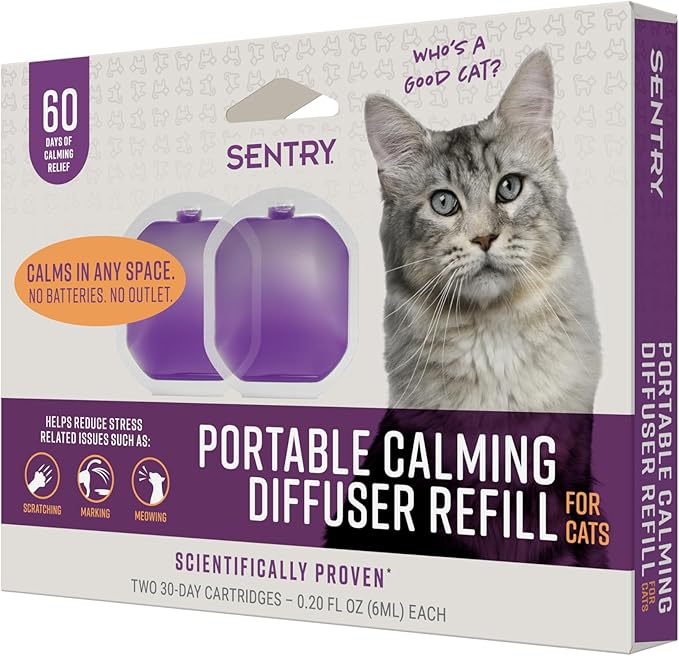 Sentry Behavior Portable Calming Diffuser Refill for Cats, Reduces Stress and Bad Behavior with Calming Phereomones, Easy-to-use Portable Design, 60 Day Release