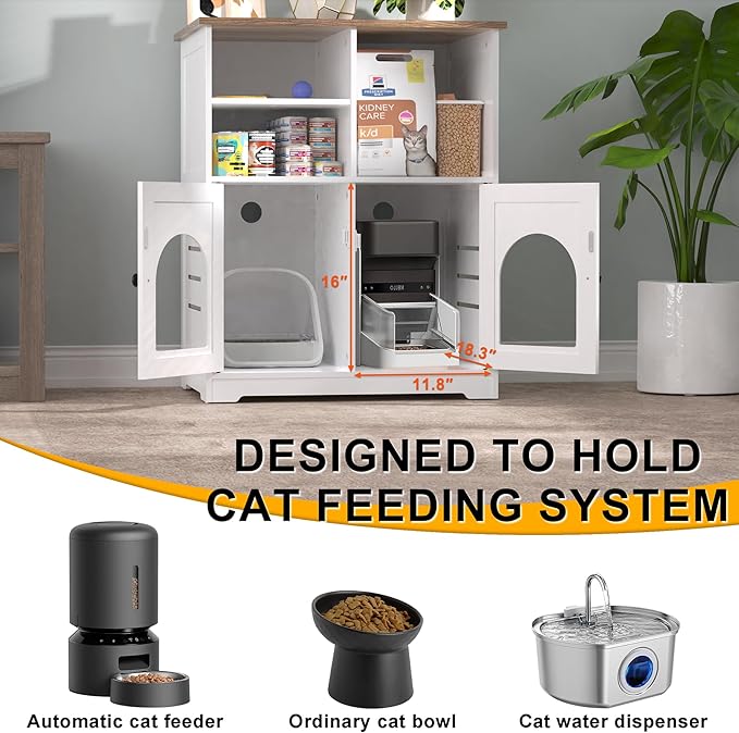 GDLF Cat Feeding Station, Cat Cabinet for Microchip Feeder with Dog-Proof Design, Specially Fits Surefeed & Automatic Pet Feeder for Multi-Pets Home