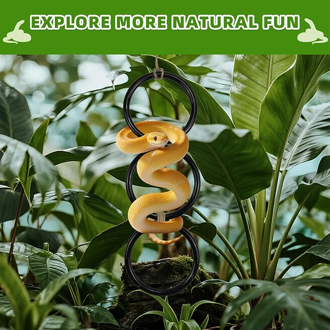 2 PCS Reptile Climbing Loops, Snake Climbing Rings, Snakes Tank Accessories for Ball Python & Climb Pet-Terrarium Enrichment Toys for Snakes, Iguana, Chameleon, Parrot, Lizard (Black)