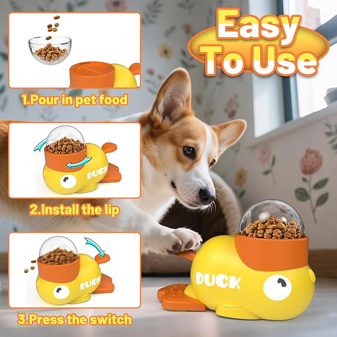 2pcs Dog Interactive Treat Dispenser Toy Food Puzzle Slow Feeder Duck-Shaped Dog Puzzle Feeders for Small Medium Dogs Cats IQ Training Reduces Bloating for Healthy Eating