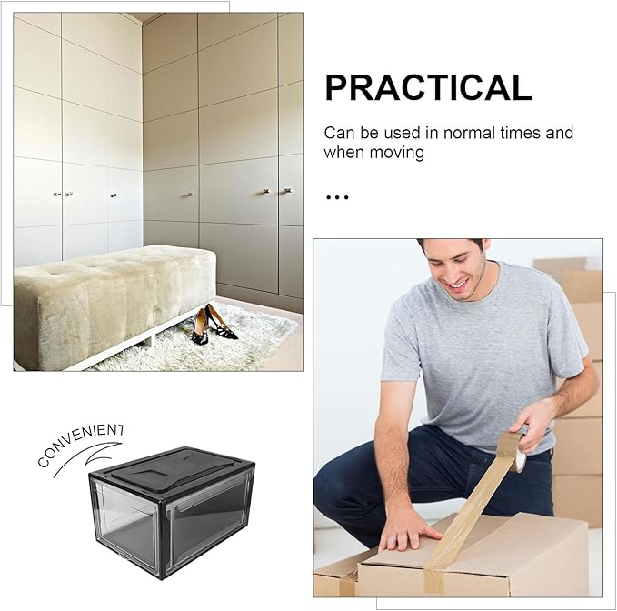Large Shoe Storage Box Lid, Stackable Sneaker Organizer for Men and Women, Practical Home Shoe Cabinet Container