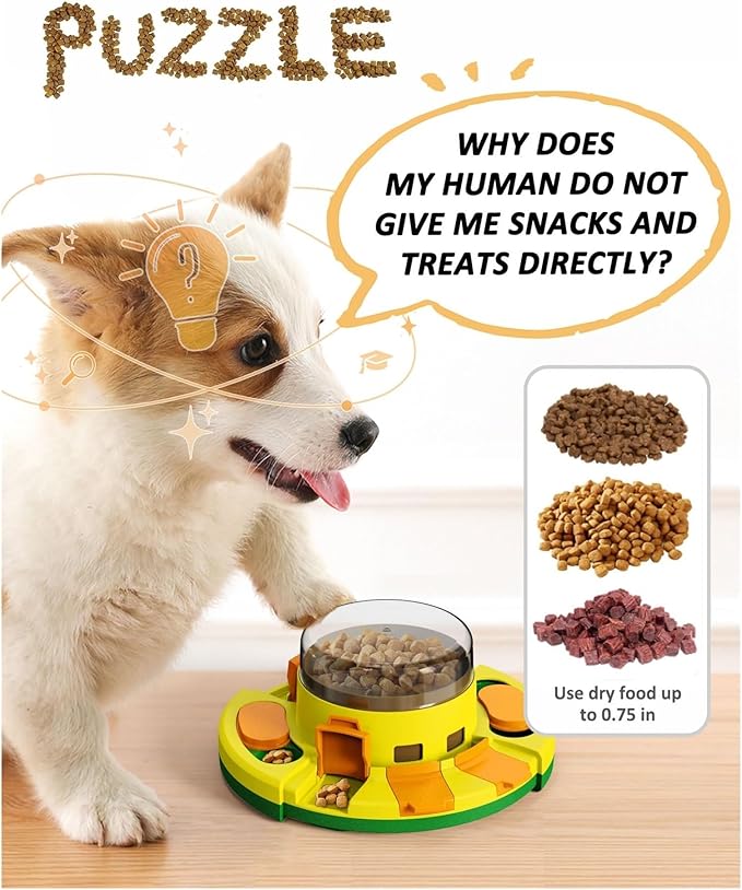 Interactive Puzzle Toy for Dogs - Enrichment Slow Feeder Dispenser for Dry Food & Treats (All Breeds)