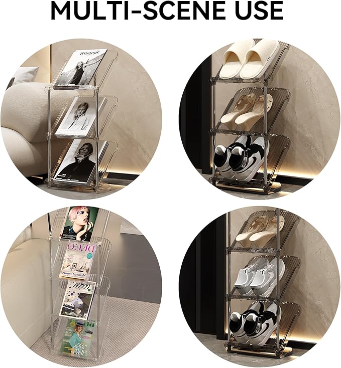 YYW Narrow Shoe Rack Vertical Shoes Rack for Entryway Corner Shoe Storage Organizer for Small Spaces Transparently Tall Slim Shoe Shelf for Front Door Entrance Living Room White 3 Layers
