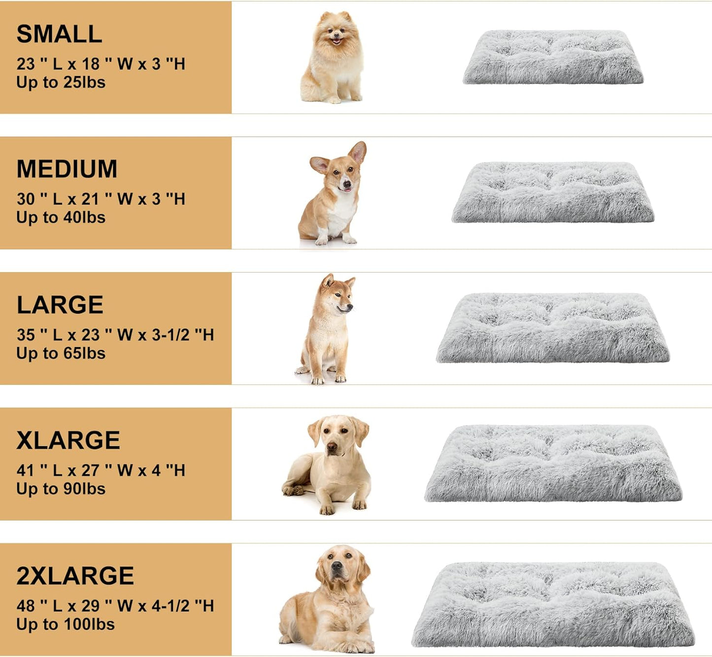 FetchMart Plush Dog Crate Bed for Large Dogs — Anti-Anxiety, Washable | Grey, 35"x23"
