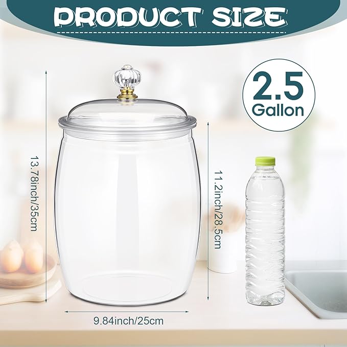 Nuogo 2.5 Gallon/320 oz Large Candy & Cookie Jar with Lid Plastic Apothecary Jars Large Food Storage Container Unbreakable Kitchen Storage for Cookie, Candy, Snack and Dried Foods DIY Gift
