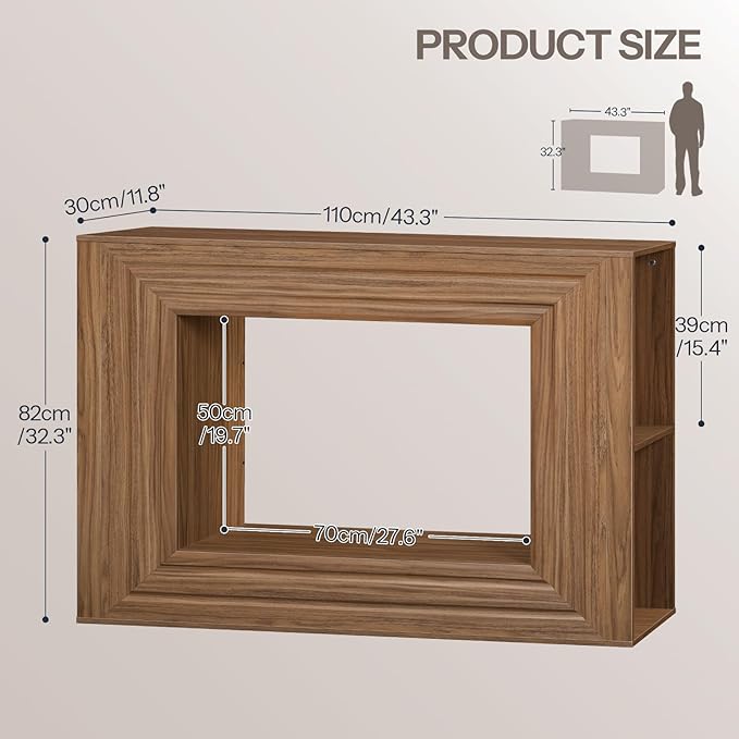 HOOBRO Farmhouse Console Table, 43.3 Inches Entryway Table, Sofa Table, Behind Couch Table with Side Storage Shelving, Hallway Accent Table for Entrance, Living Room, Bedroom, Foyer, Walnut WL87XG01
