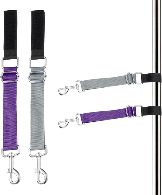 Dog Grooming Loop, Dog Grooming Harness Table Arm Accessories Adjustable Secure and Stable Extender Bathing Restraint Leashes (Gray/Purple, 2 Pcs), for Pet Bathing