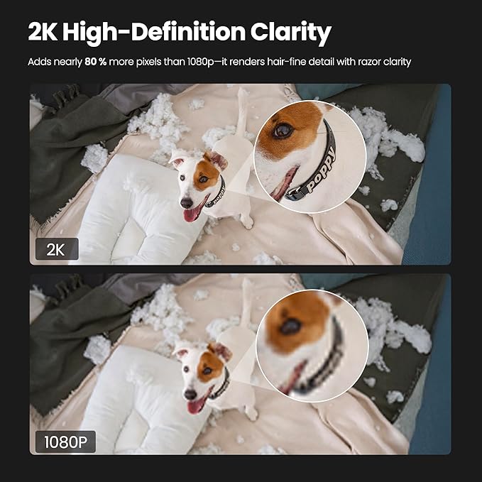 2K Security Camera Indoor/Outdoor, Pet Camera, Baby Monitor, Magnetic Mount, AI Detection, Color Night Vision, SD & Cloud Storage, Compatible with Alexa, 10FT Extra-Long Cable