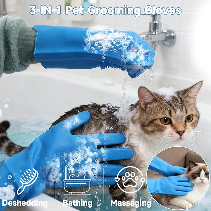 4PCS Dog washing kit,Dog Bath Brush | Dog Washing Gloves | Microfiber Large dog towel 56'' X 28'',Very suitable for bathing, swimming, outdoor activities, and camping for large and medium-sized dogs.