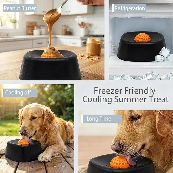 Slow Feeder Dog Bowls, Spill-Resistant Lick Mat with Rolling, Lick Sphere Puzzle Feeder for Liquid Treats, Non-Spill Puppy Lick Bowl, Interactive Slow Eating Toy for Anxiety Relief Boredom