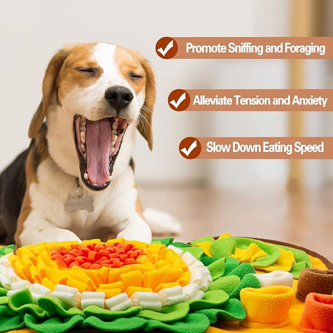 Snuffle Mat for Dogs, Pet Snuffle Mat for Small and Medium Dogs, Interactive Sniff Mat Feeding Mat for Puppies, Slow Feeder Dog Treat Mat for Training and Stress Relief (Bone Shape) (Green, One Size)