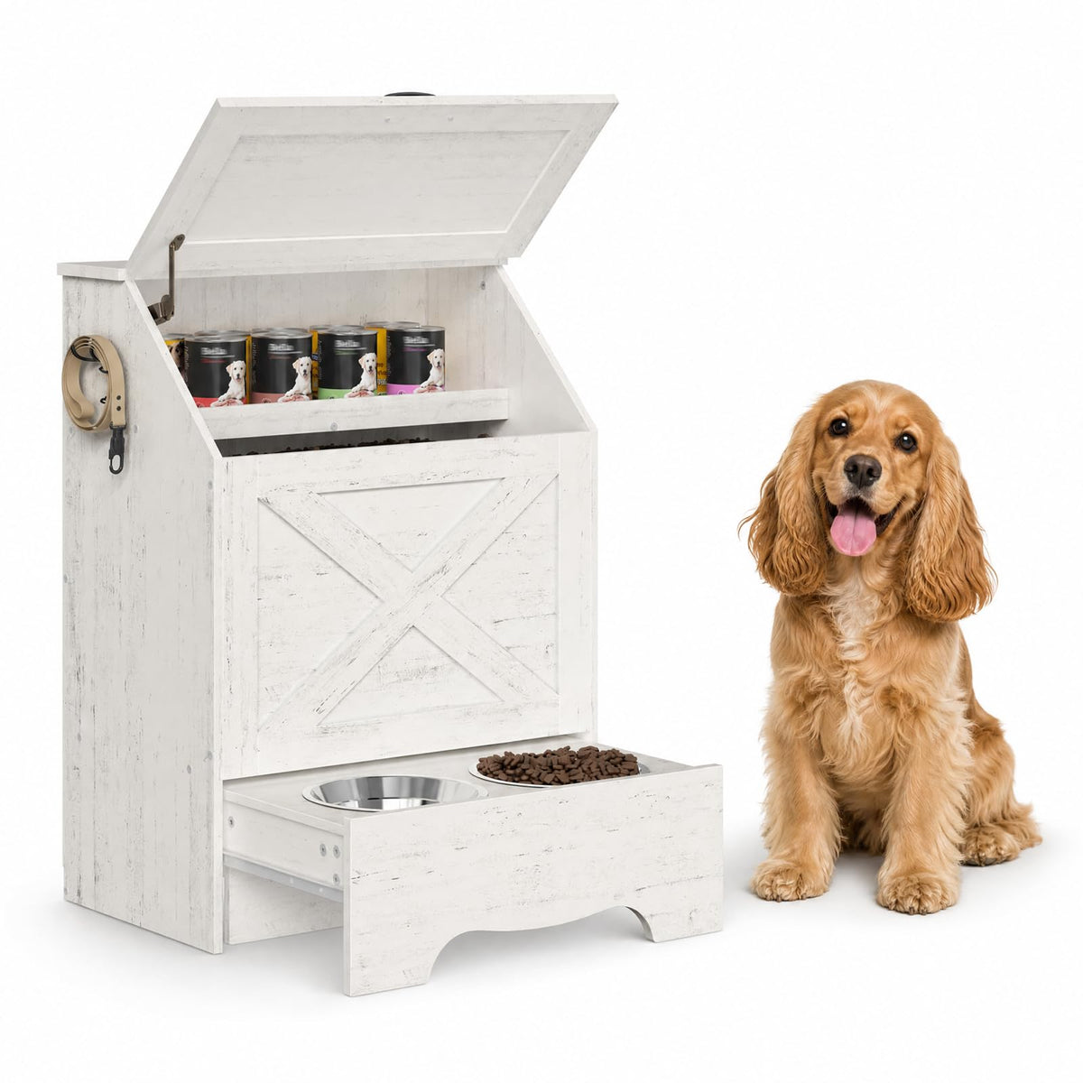 HOOBRO Dog Feeding Station with Sliding Drawer and 2 - Image 1
