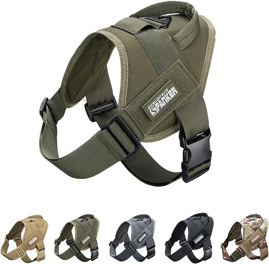 EXCELLENT ELITE SPANKER Tactical Dog Vest Training Military Patrol Service Dog Harness Easy Control Adjustable No-Pull Nylon Pet Harness with Handle for Small Medium Large Dogs(RGN-L)