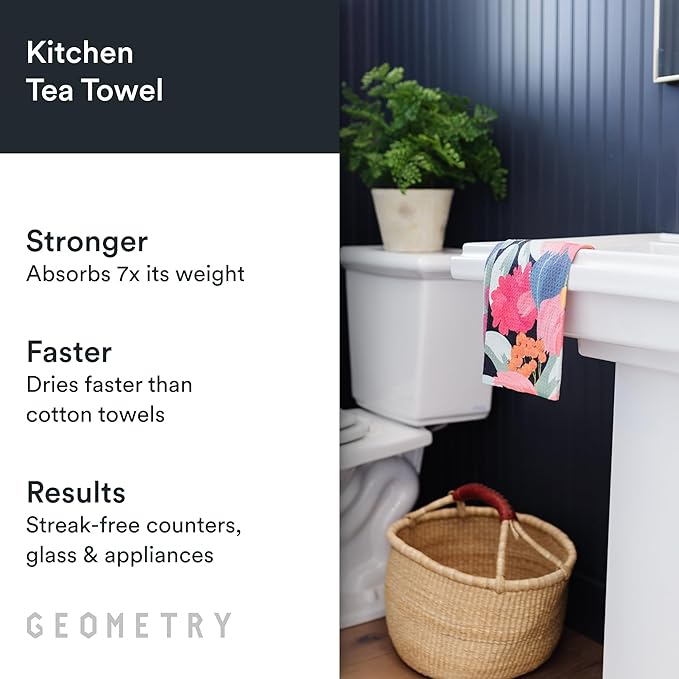 GEOMETRY Kitchen Tea Towels - Quick Dry Microfiber Dish Towels for Kitchen Every Bloom, 18" x 30" 2 Pack