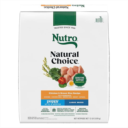 Nutro Natural Choice Large Breed Puppy Food Dry, Chicken & Brown Rice Recipe, 13 lb. Bag