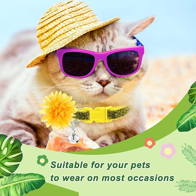 Saintrygo 42 Pcs Dog Collar Flowers Bow Accessories Bulk Multi Color Dog Floral Charms Bow Tie Pet Flower Bows for Small Medium Large Puppy Cat Grooming Easter Wedding Birthday Parties(Fresh Colors)