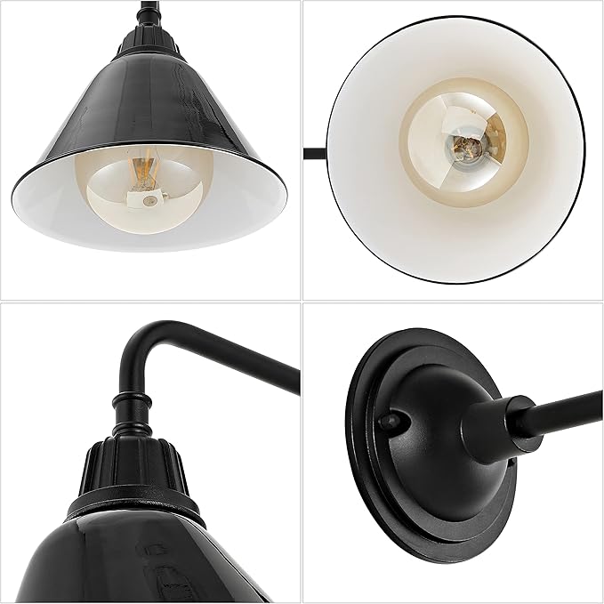 JONATHAN Y JYL7612B Croydon 9.63" 1-Light Farmhouse Industrial Indoor/Outdoor Iron LED Gooseneck Arm Outdoor Sconce Metal Bell Shade Vintage Cottage Rustic Porch Patio Yard Barn, Black