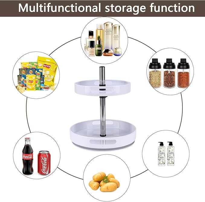 Pill Bottle Organizer,2 Tier Lazy Susan Organizer,Rotating Spice Rack Organizers for Cabinet,Turntable Organization and Storage for Medicine Cabinet Bottle Pantry Countertop