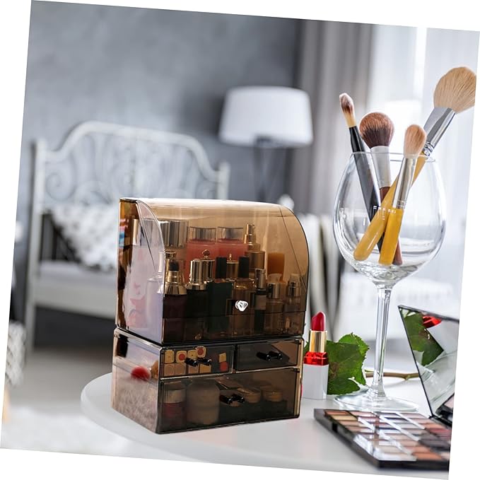 VICASKY Acrylic Makeup Storage Box Transparent Cosmetic Organizer Lid for Desk Neat and Tidy Design for Skincare and Beauty Products for Optimal Space Saving
