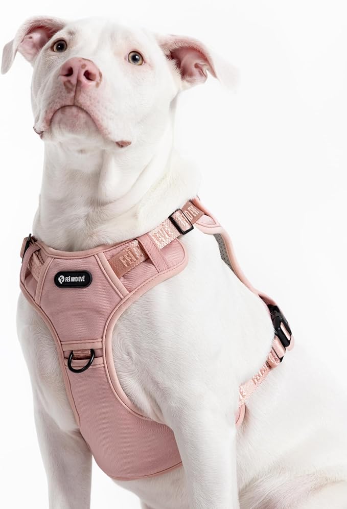 2025 New Edition, Fei & Eve Classic Dog Harness - Quick-Release Buckles | 3-Point No-Pull Control | Heavy-Duty 900D Nylon | Dual Safety Handles | Breathable Mesh | Adjustable Fit | X-Large, Pink