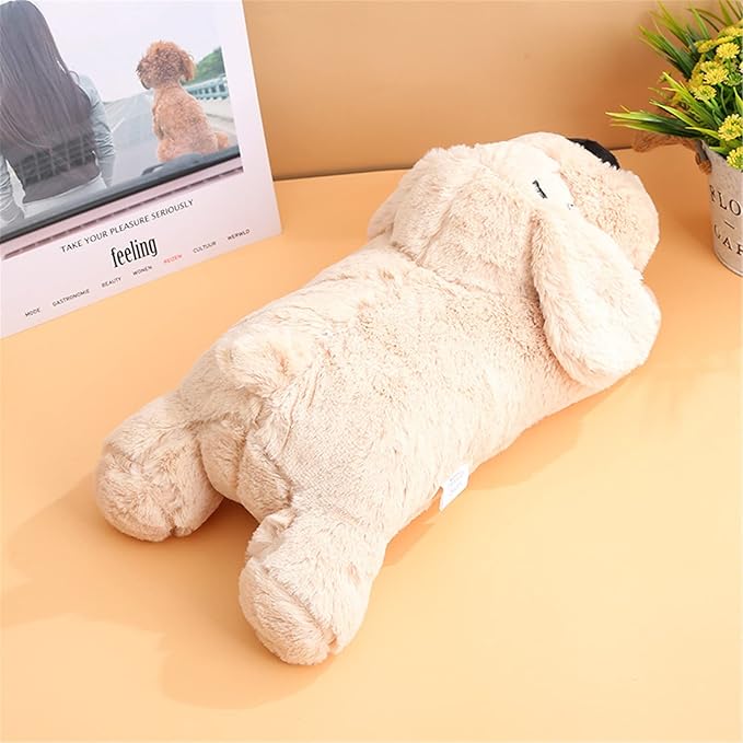 3T GROUP Puppy Heartbeat Toy Sleep Aid Puppy Essentials Dog Heartbeat Stuffed Animal Toy for Puppies Plush Pillow Pet Calming Anxiety Relief Behavioral Training(Beige)
