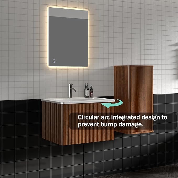 Bathroom Vanity with Sink,Large Storage Wall Mounted Floating Bathroom Vanity with Overflow for Modern Bathroom, One-Piece Sink Basin Minimalist Bathroom Sink Cabinet