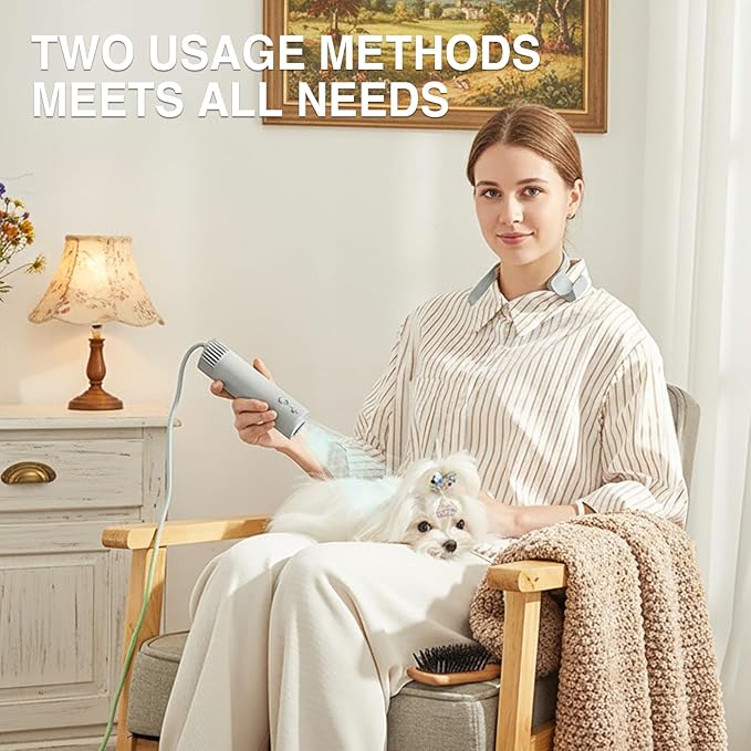 Hands-Free Pet Hair Dryer with Low Noise High Speed 1400W Brushless Motor 80m/s Airflow Speed 40db Volume for Pet