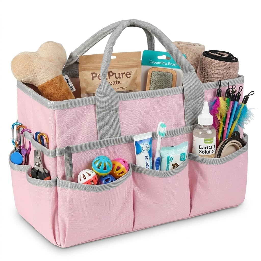 Pet Grooming Bag, Dog Grooming Organizer Tote with 10 Pockets - Image 1