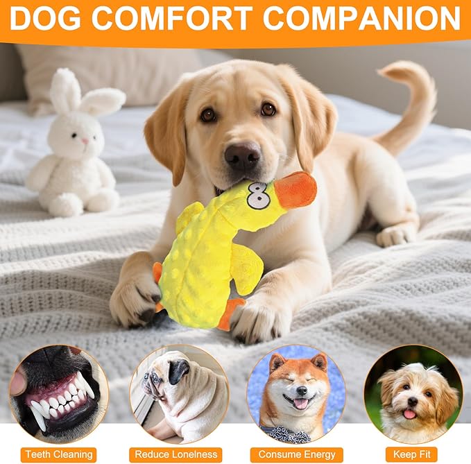 2025 New Calming Duck,Calming Duck Toy for Dogs Yellow Stuffed Ducks Dog Chew Toys, Calming Dog Toys for Indoor Dogs Puppy (Yellow)