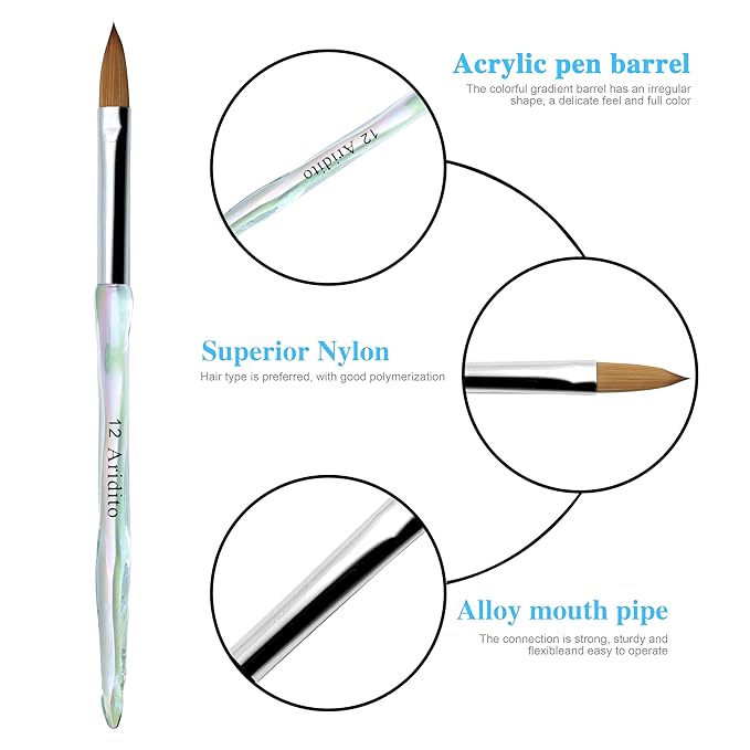 3pcs Acrylic Nail Brush Set | Irregular Transparent Professional-Grade Brushes For Powder, Extensions & Nail Art | Salon & Home Use For Beginner And Professional(size 8/12/14)