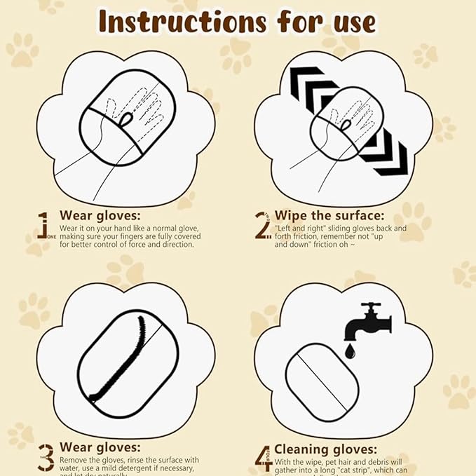 Pet Hair Remover Glove (3 Pack) Electrostatic Fur Removing Mitts for Furniture & Grooming