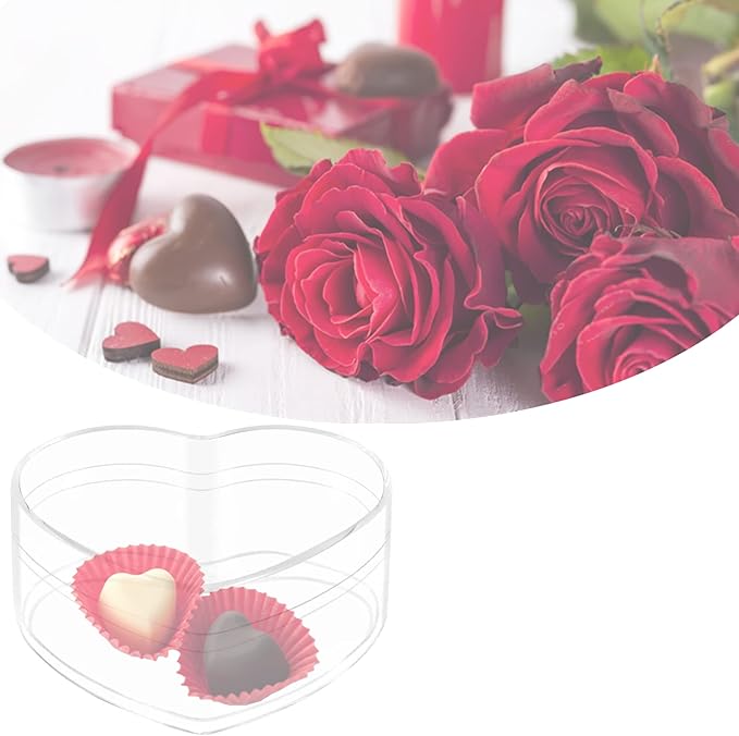 Acrylic Boxes 12 Pieces Clear Acrylic Heart Box with Lids Heart-shaped Crystal Cube Jewelry Display Storage Box for Wedding Valentine's Day Party Favor 3.4x3x1.6 Inch