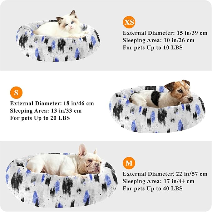Black Blue Brush Pet Dog Beds Anxiety Relief fluffier Calming Bed for Small Size Pets Supplies