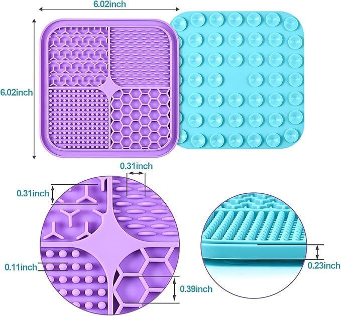 Dog Lick Mat with Suction Cups – Anxiety Relief & Slow Feeder for Bathing, Grooming, Training – 2 Pack