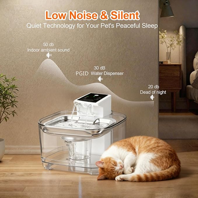 Cordless Cat Water Fountain, 5000mah Battery Rechargeable Pet Water Fountain, 108oz/3.2L Automatic Dog Water Fountains for Cats Dog Indoor Outdoor