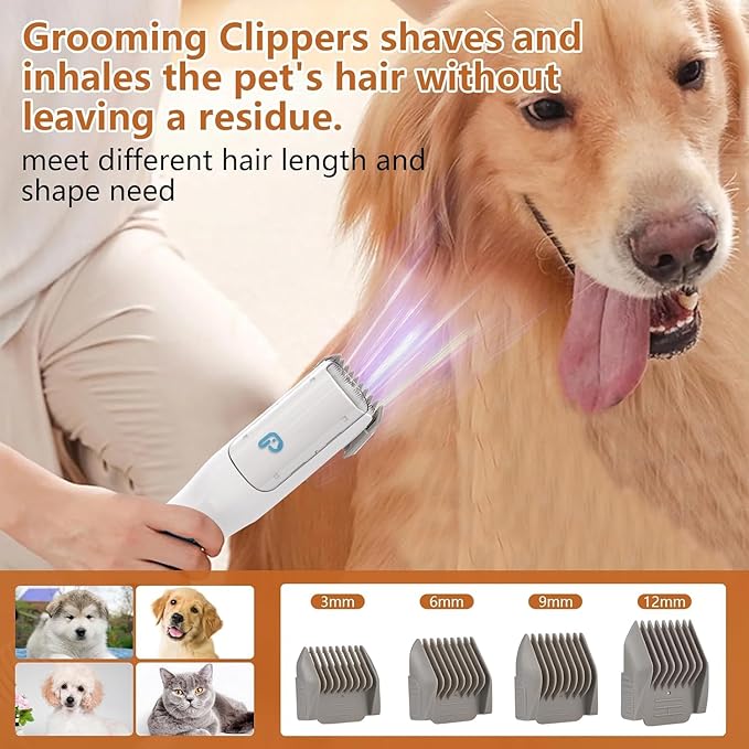 Pet Grooming Vacuum,Pet Grooming Kit & Vacuum Suction 99% Pet Hair,Dog Vacuum for Shedding Grooming,Pet Grooming Vacuum for Dogs&Cats,5 in-1 Pet Grooming Kit,Dog Hair Remover