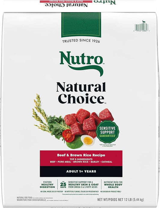 Nutro Natural Choice Adult Dry Dog Food, Beef and Brown Rice Recipe, 12 lbs.
