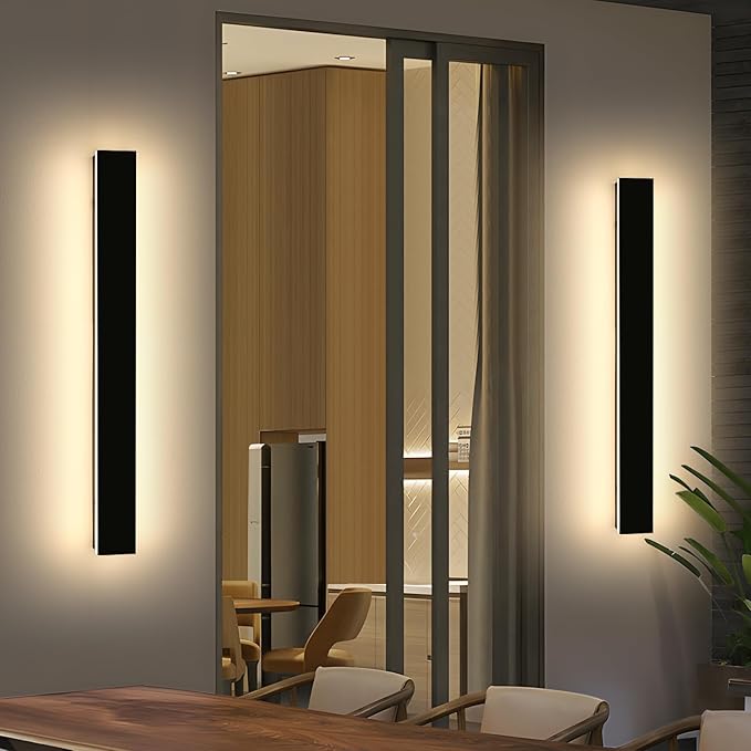 Mikeru 39inch Outdoor Wall Light Fixtures, 3000k/4500K/6000k Three Colors Switchable Modern Exterior Wall Sconces Acrylic Invisible Exterior Wall Light for Porch Outdoor Wall Mount Lighting