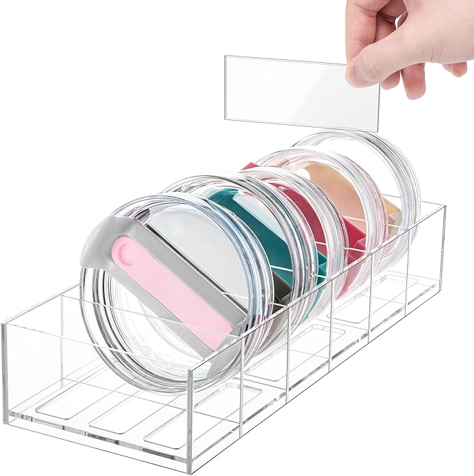 Tumbler Lid Organizer for Stanley Cup Accessories, Cabinet Pantry Kitchen Organizers and Storage Bins for Stanley 40 oz Tumbler with Handle Yeti Tumbler Lids Gifts