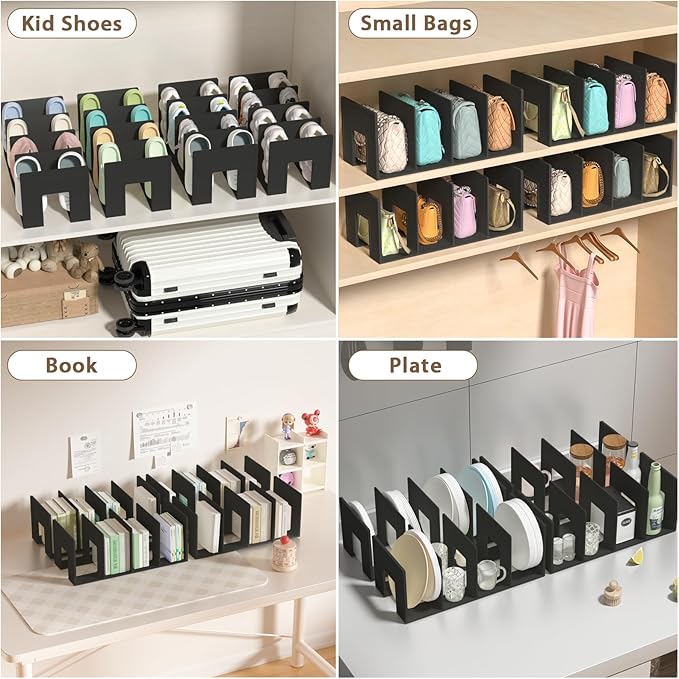 Kids Shoe Rack - 4 Pack Shoe Organizer for Toddlers & Children, Space-Saving Nursery Shoe Storage Shelf, Small Baby Shoes Display Rack for Closet/Entryway, for Desk File Book Organizer(Black)