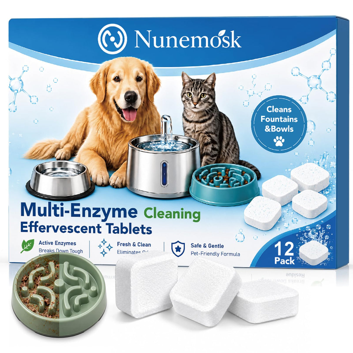 Pet Bowl Cleaner Tablets-24 Pack,For Slow Feeder & Water - Image 1