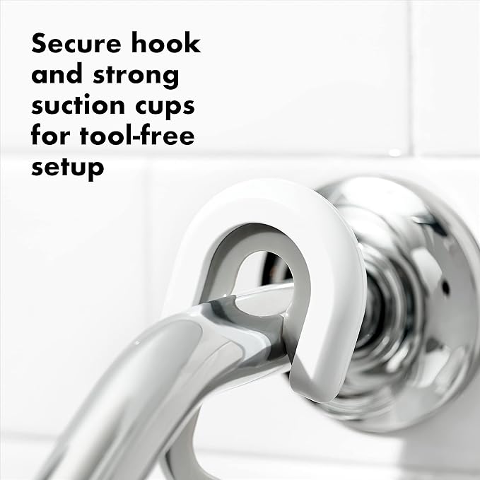 OXO Good Grips Aluminum Shower Caddy and Silicone Tub Drain Protector