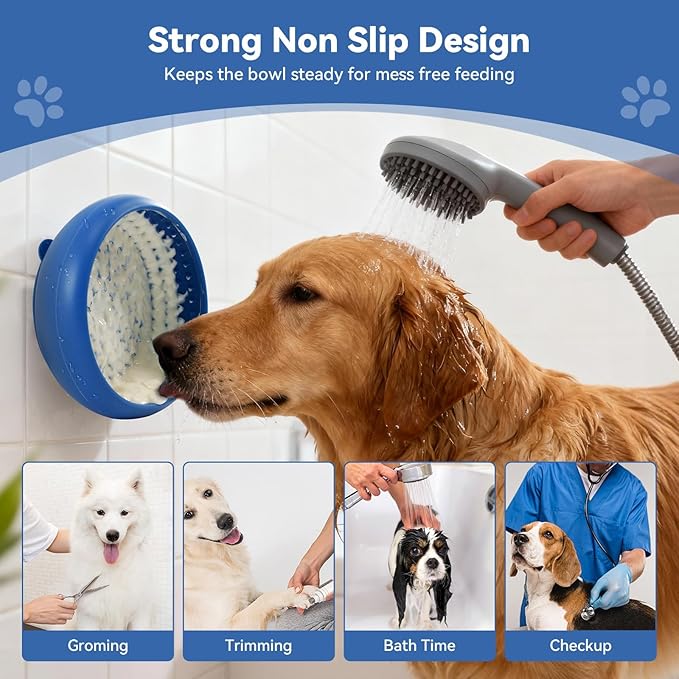 Slow Feeder Dog Bowl, BPA-Free Silicone Lick Mat for Small and Medium Dogs, Non-Slip & Dishwasher Safe (Dark Blue - S)